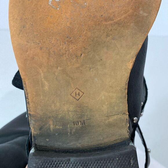 Nordstrom Halogen Hailey Black Studded Ankle Silver Buckle Leather Boots Size 10 - Picture 4 of 12